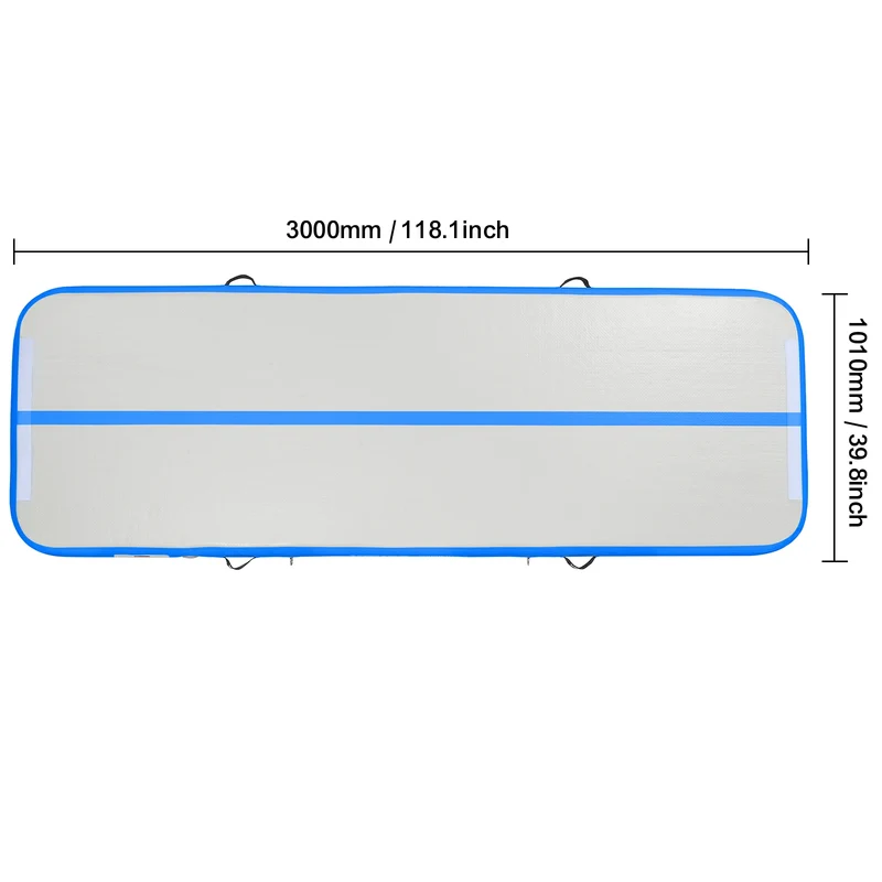 Gymnastiekmat - Opblaasbare - Turnmat - Dikke Tumbling Mat - met Elektrische Pomp - Voor Thuis - Gym & Training - Hoogwaardig PVC-materiaal - Ergonomische Handgreep - en Schouderband - 10ftx3.3ftx4inch - Blauw