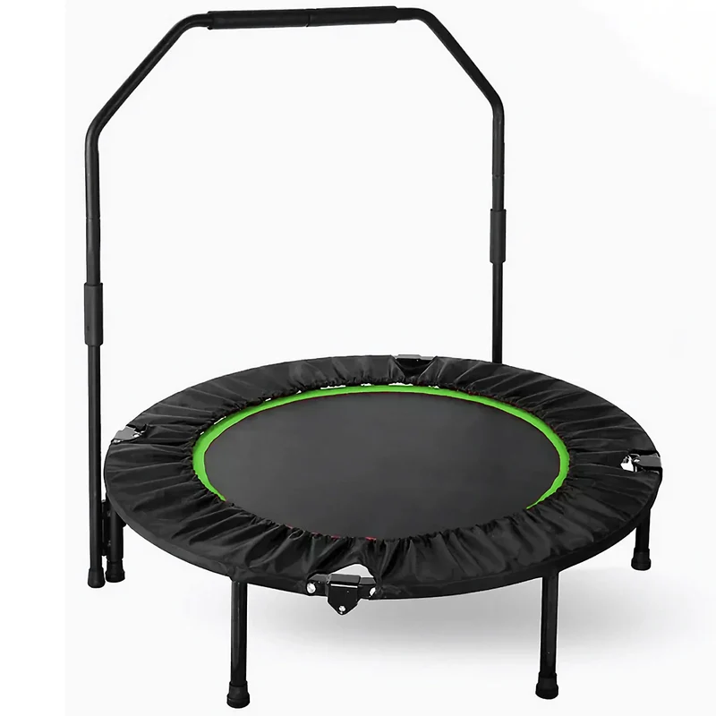 Fitness Trampoline - Mini Trampoline - Opvouwbaar Ontwerp - 40 Inch - Met Verstelbare Handgreep - Indoor Rebounder - Rubberen Antislip Voetjes - Voor Sport - Cardio Workout - Max 150 kg - Black en Groen