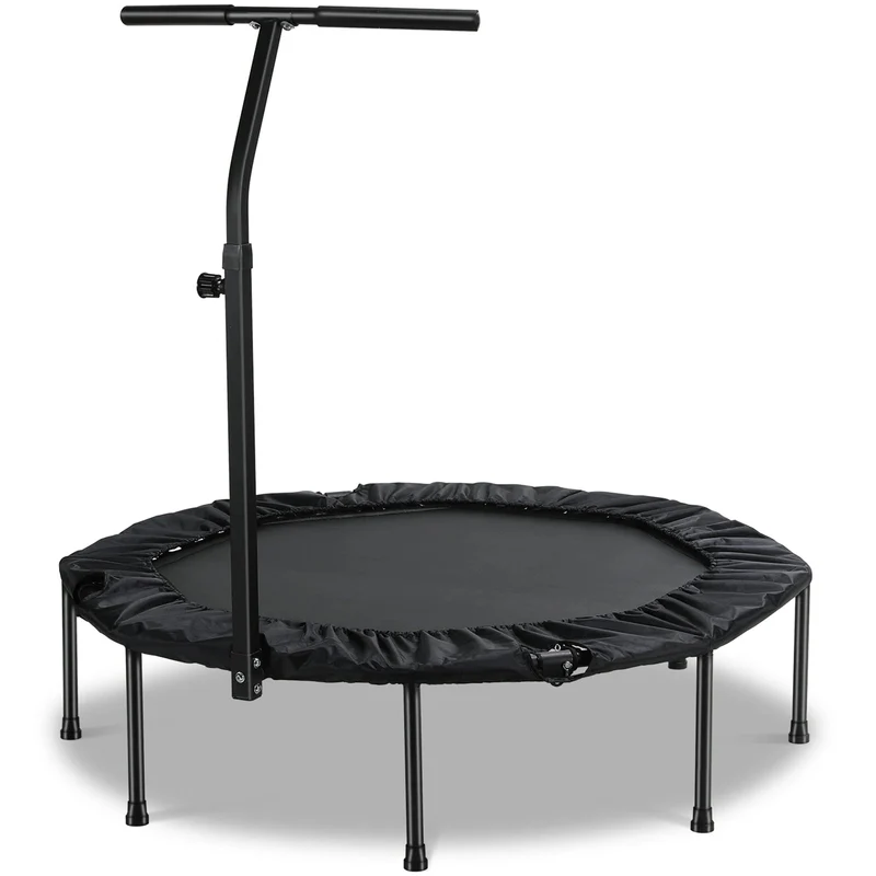Fitness Trampoline - Mini Trampoline - Opvouwbaar Ontwerp - 127 cm Trampoline - Verstelbare T-handgreep - Indoor - Outdoor - TÜV GS-gecertificeerd - Max 150 kg - Zwart