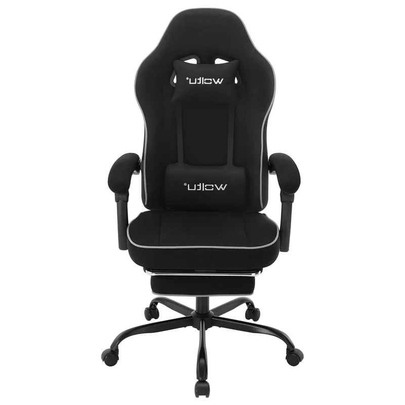 Gaming Stoel - met Voetsteun - Bureaustoel - Ergonomische - Verstelbare -150 kg Draagvermogen - 145° Kantelbaar - Extra Brede Zitting - Zwart Mesh-stof