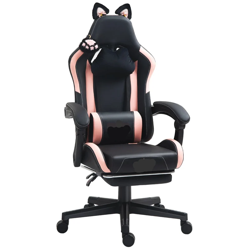 Gaming Stoel - met Voetsteun - Bureaustoel - Ergonomische - Verstelbare - Duurzame materialen - Uniek Design - 120 kg Draagvermogen - 150 kg Draagvermogen - 145° Kantelbaar - Zwart