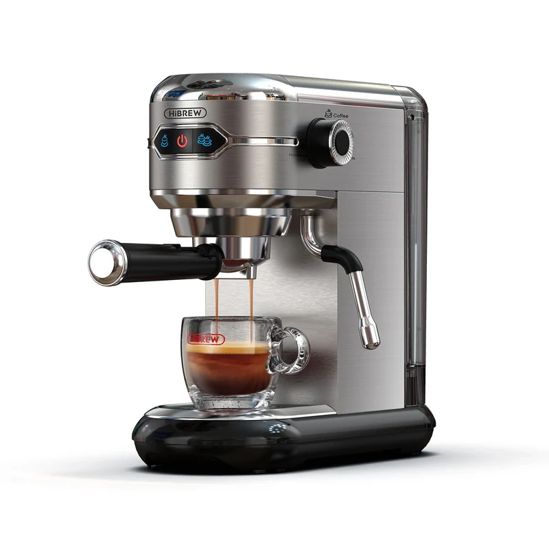 Espressomachine – 20 Bar – Compact Koffiezetapparaat - Semi-Automatisch - 1.1L - 1450W - ESE Pads - en Gemalen Koffie – RVS - Heetwaterfunctie