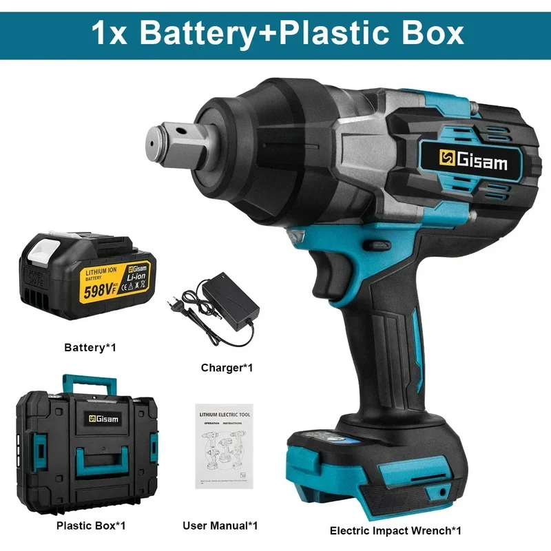 GISAM 3100N.M Brushless Electric Impact Wrench 3/4 Inch Cordless Torque Wrench Screwdriver Power Tool For Makita 18V Battery