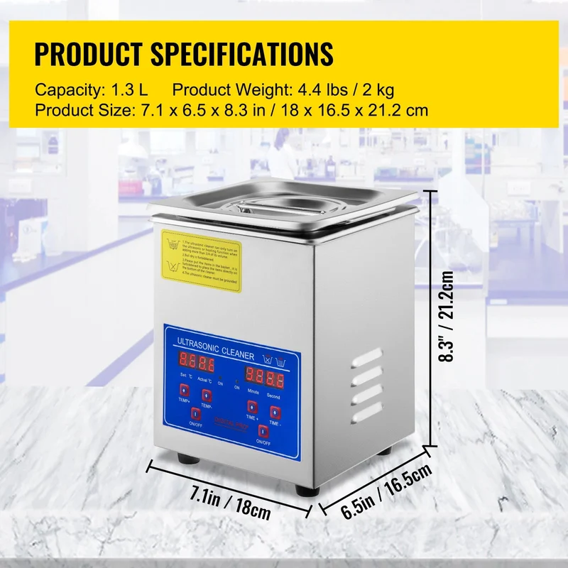 Ultrasoon Reiniger - Utrasoon Reinigingsapparaat - Utrasoonreiniger voor Brillen - 1.3L - Compacte Vaatwasser met LED Display