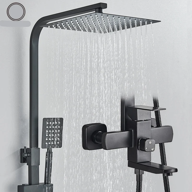 Douche - Regendouche - Douchewand - Douchekolom - Douchepanelen - Mat Zwarte Regendouche Set - 8 Inch Douchekop - Hoogdruk Mengkraan - Verstelbaar 70-110 cm - Wandmontage & Opbergrek
