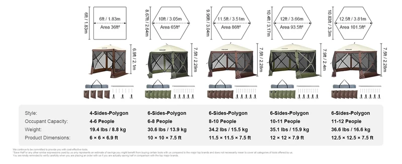 Partytent - Gazebo - Kampeertent - Opvouwbare - Handige Draagtas - Waterdicht en UV50+ Bescherming - met 6 Winddoeken en Mesh Ramen - 10x10ft Groen