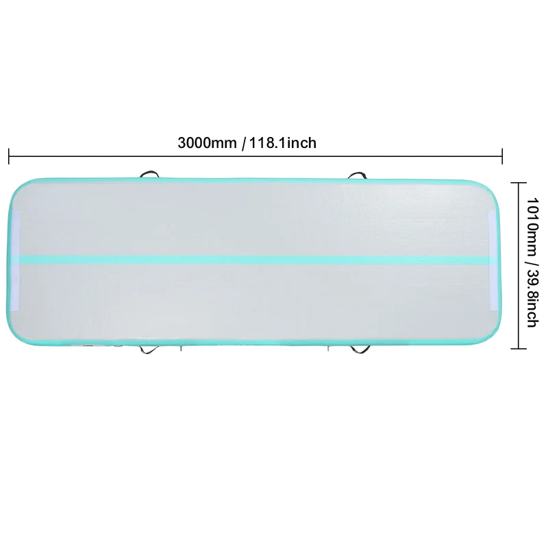 Gymnastiekmat - Opblaasbare - Turnmat - Dikke Tumbling Mat - met Elektrische Pomp - Voor Thuis - Gym & Training - Hoogwaardig PVC-materiaal - Ergonomische Handgreep - en Schouderband - 10ftx3.3ftx4inch - Groen