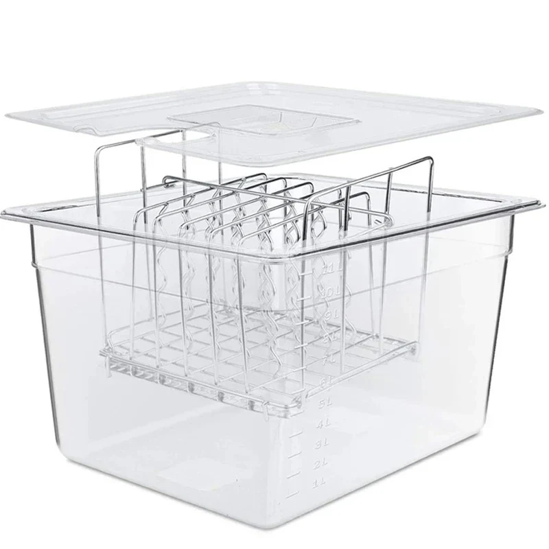 Stainless Steel Sous Vide Rack and 11L Sous Vide Cooker Containers Detachable Dividers Separator for Immersion Circulators