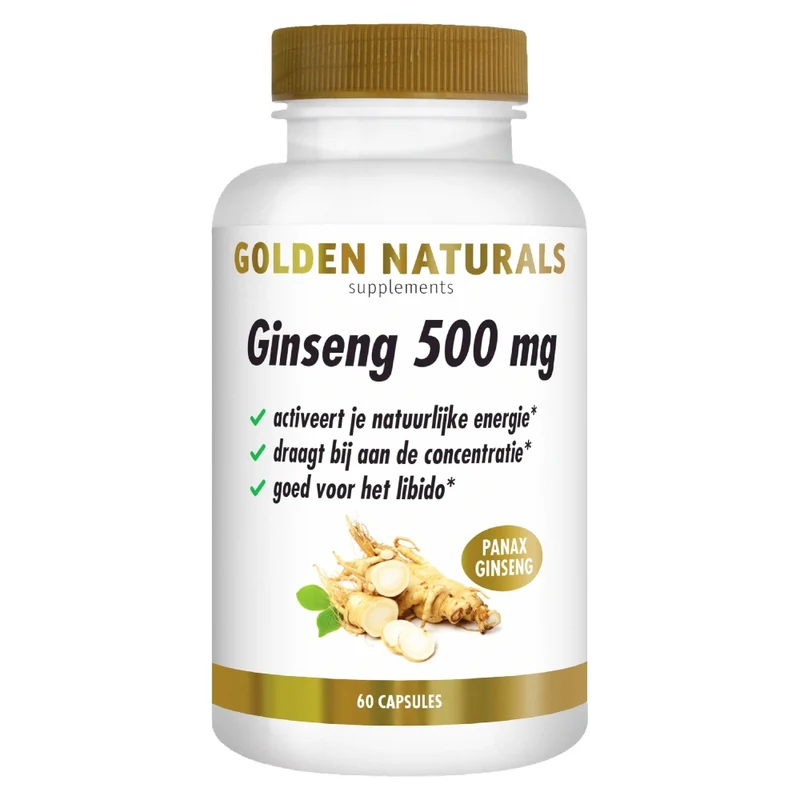 Golden Naturals Ginseng 500 mg (60 veganistische capsules)