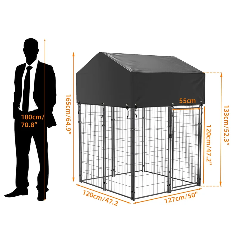 Hondenkennel - 64.9” - Hondenkooi - Heavy Duty Hondenkennel - Pet Gecamoufleerde - Draadkooi - Grote Dierenkooi - Buiten Binnen - Waterdichte Oxford Stof - Klein - Gegalvaniseerde Metalen