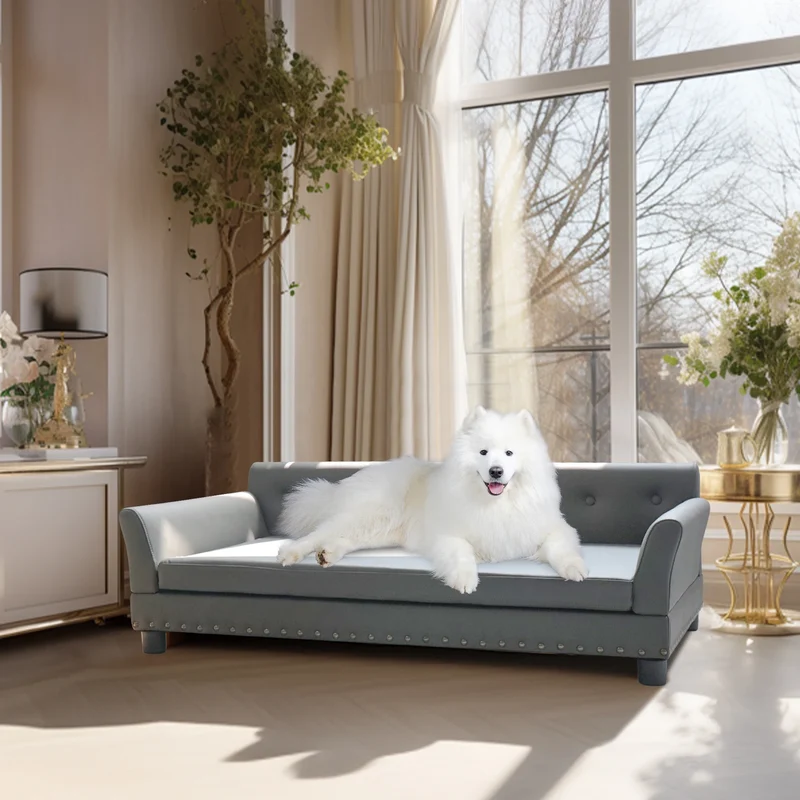 Hondenbed - Hondenkussen - Sofa Mat - Microfiber Lederen Hoes - 120x74x40 cm - voor Grote Honden - met Verwijderbaar Kussen