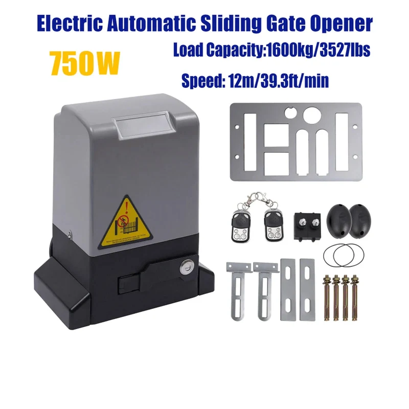 Schuifpoortopener - Elektronisch poortopener - Automatische Poortopener - Hekopener - 750W - Elektrische Schuifpoortopener - Max 1600kg - 1400RPM - Stille Motor met Afstandsbediening & Sleutels
