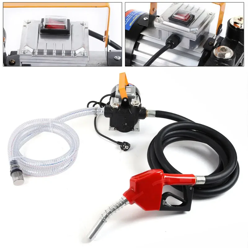 Elektrische Pomp - Brandstofpomp elektrisch - Tankpistool - Dieselpomp - Brandstofpompen - 230V - 550W - 60L/Min - Diesel Elektrische Pomp - Zelfaanzuigende Brandstofpomp met Hoge Vermogen en Tankpistool