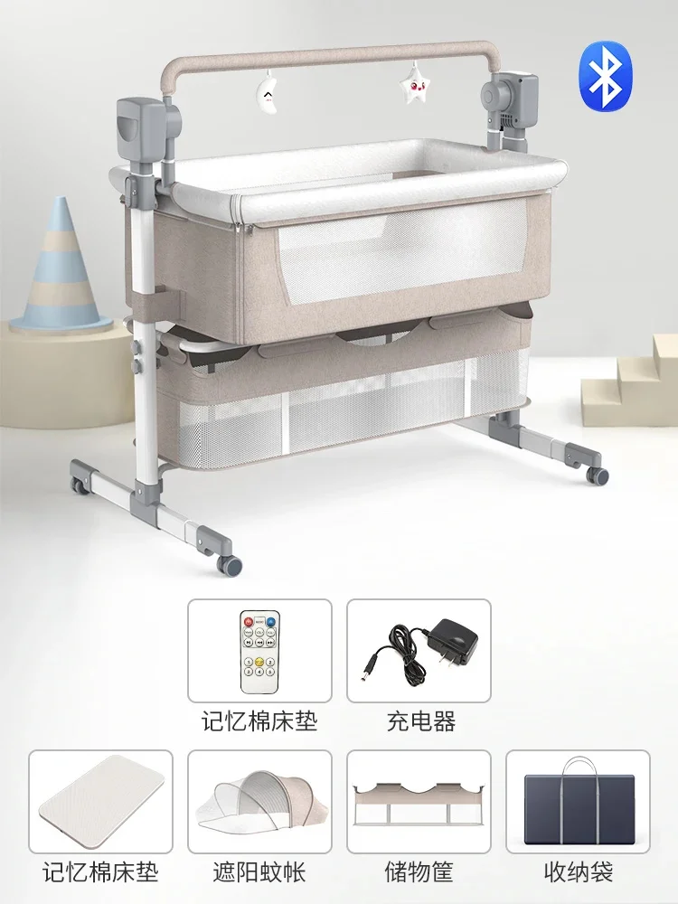 Wieg - Babybedje - Baby bed co sleeper - Elektrisch Babybedje - Ledikant - Bluetooth - Verplaatsbaar - Elektrisch Babybedje met Bluetooth Muziek – Wieg met Schommelfunctie voor Pasgeborenen