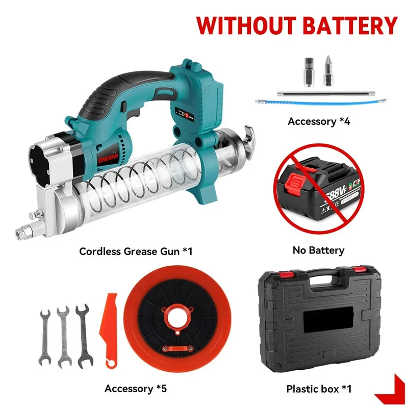 Vetspuit - Vetpomp - Smeermachine - Vetpistool - Smeerpistool - Vetinjector - Smeerapparaat - Smeergereedschap - 10.000 PSI - Draadloze Hogedruk Smeermachine voor Auto’s – Oplaadbaar Gereedschap Geschikt voor 18V Accu (Zonder Accu)