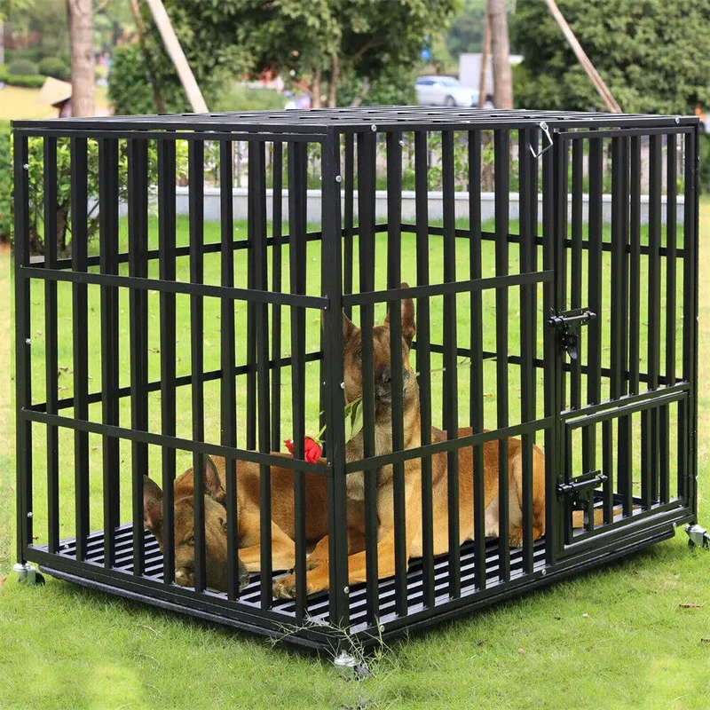 Hondenbench - Hondenren - Hondenhuisje voor binnen - Hondenhok - Heavy Duty - Met 3 Deuren, 4 Vergrendelbare Wielen & Uitneembare Lade (Maat L)