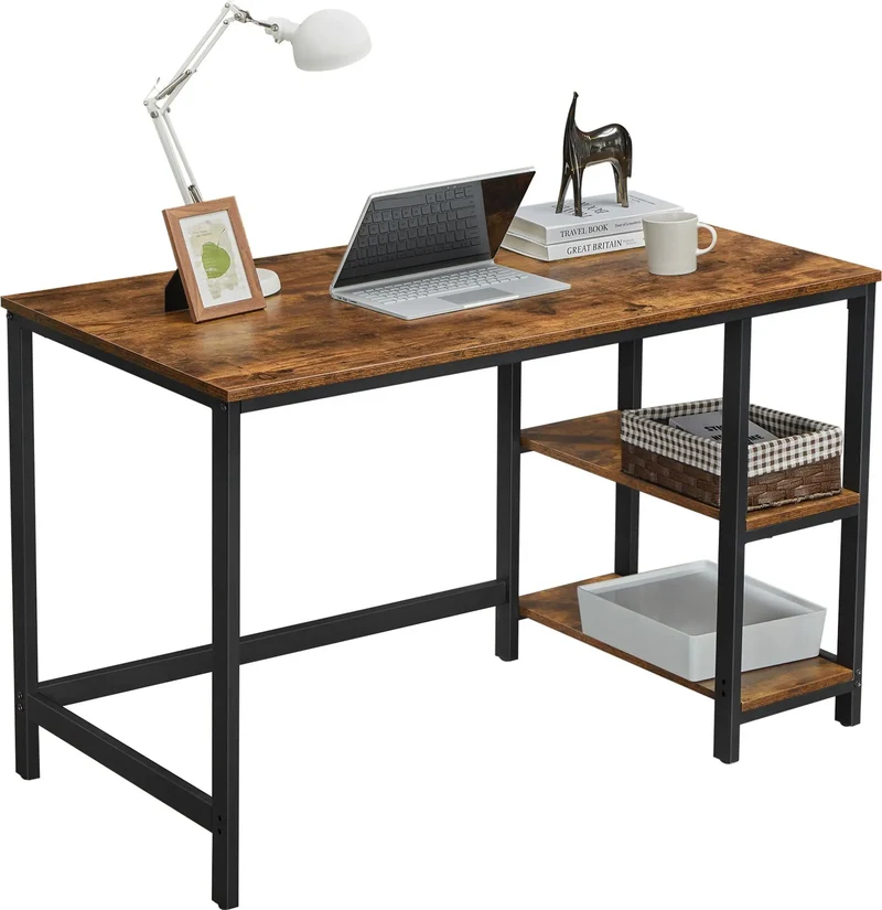 Tafel - Gaming Desk - Gaming Tafel - Computertafel - Computer bureau - 120x60x75 cm – Robuust Tafelblad – Stalen Frame – Rustiek Bruin/Zwart