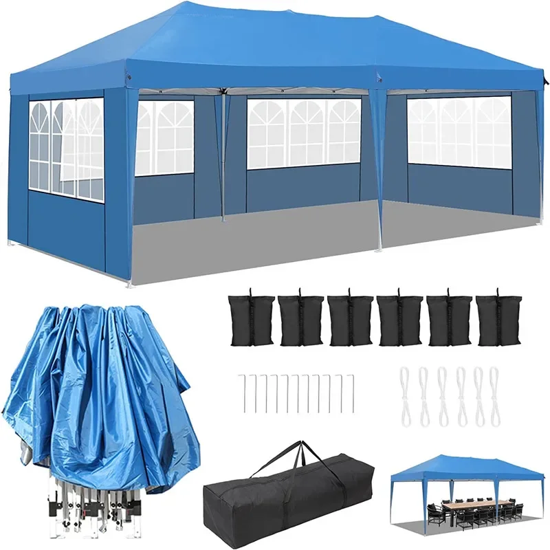 Partytent - Tent - Opvouwbaar - Pop up Tent - Paviljoen - Gazebo - Waterdicht - 3x6M - 420D Oxford – Voor Buiten & Bruiloften - Blauw