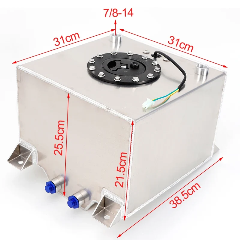 Silver 5 Gallon 20L Aluminum Fuel Tank Universal Oil Box with Anti-slip Foam for Streetcars and Trucks