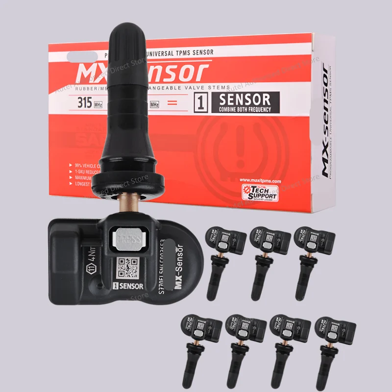 2-in-1 TPMS Sensoren - Bandenspanningsmeter - Bandenspanning - 315MHz + 433MHz - 8 Stuks – Compatibel met Meerdere Diagnoseapparaten