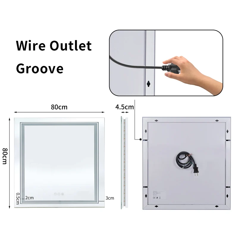 Badkamerspiegel - Badkamerspiegel met Verlichting - Smart Spiegel - LED Badkamerspiegel - 80x80cm - RGB Verlichting, Dimbaar, Anti-condens & Slimme Touch Bediening