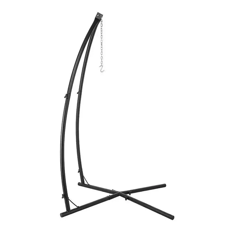 Hangstoel standaard - Hangmatstandaard - Hangmat Frame - Binnen en Buiten – Verstelbare Hoogte tot 210cm – Stalen Frame met Haak voor Hangstoel of Schommel - Zwart