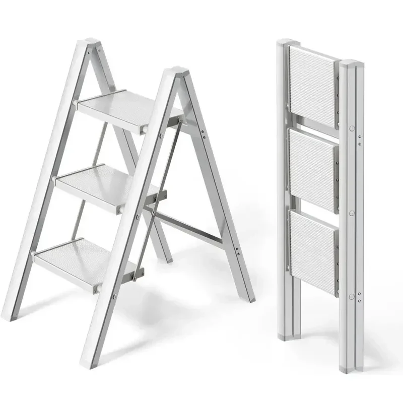 Trap - Huishoudtrap - Keukentrap - Ladder - 4-Treden Opvouwbare Aluminium Trap – Lichtgewicht Ladder met Brede Antislip Treden (101 cm)
