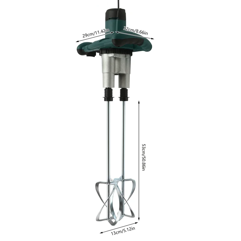 Elektrische Betonmixer - Handmatige - Mix - Whisk voor Glue - Thin Plaster - Paint - Mixing rod - 6 Snelheden - 2800 W - 2-versnelling - Groen