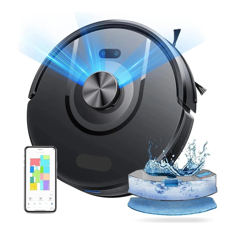 Robotstofzuiger - Stofzuiger - Dweilrobot - Vacuum Cleaner - Robotstofzuiger met Dweilfunctie - 5000PA – LDS Lidar Navigatie – Slimme Appbediening en Spraakbesturing