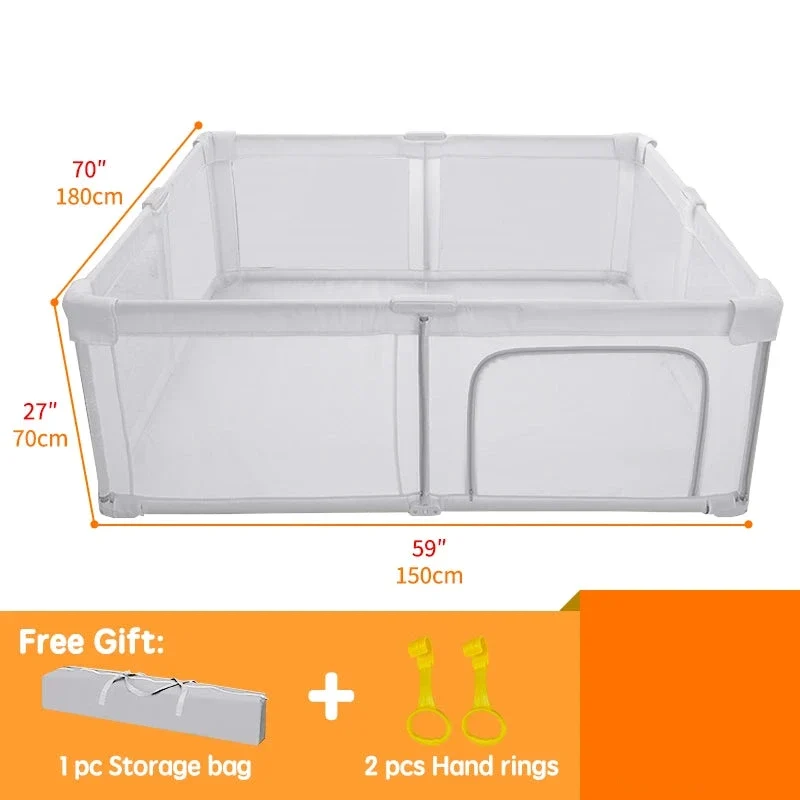 Babybox - Kinderbox - Speelbox - Opvouwbare - Draagbare - Metalen Speelbox - Schuim Bescherming - Veilig Baby - Stofdicht - Speeltuin - 150x180x70cm - Grijs