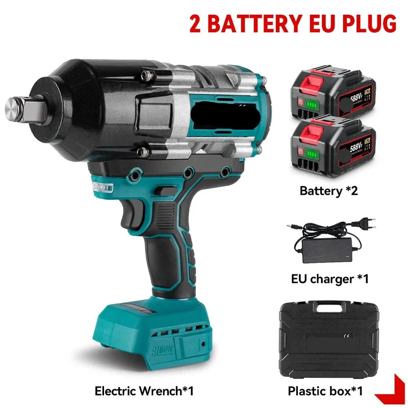 Slagmoersleutel - Elektrische - Slagschroevendraaier - Draadloze Slagmoersleutel - 3100N.M - 3/4 Inch - Inclusief LED Werklamp - 18V Batterij - 2 Accu