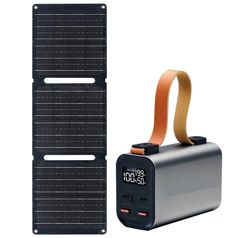 Powerstation - met 21W Zonnepaneel - Solar Generator - Stroomgenerator - 100W - Snelladende Draagbare Batterijlader - voor Laptop, Smartphone en Camping