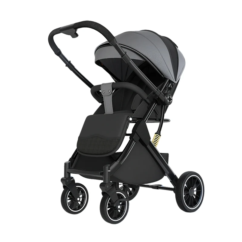 Kinderwagen - Babywagen - Wandelwagen - Opvouwbaar - Lichtgewicht Reisbuggy - Hoog Landscape Ontwerp - Schokabsorberende Kinderwagen - Grijs