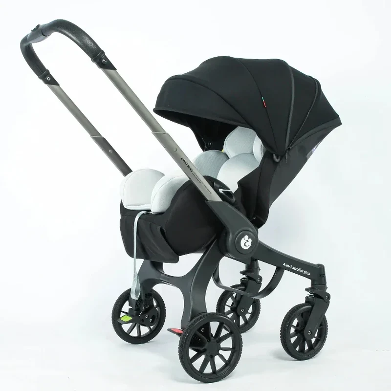 Wandelwagen - 4-in-1 Baby Stroller - Kinderwagen - Buggy - Opvouwbaar – Multifunctioneel – Autostoel - Pram - Lichtgewicht Reiswieg - Zwart
