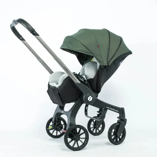 Kinderwagen – Wandelwagen - Babywagen – Inklapbaar - Opvouwbare - Lichtgewicht - Comfortabel - Veilig – Schokabsorptie - met Afneembare Mand - 4 in 1 - Groen
