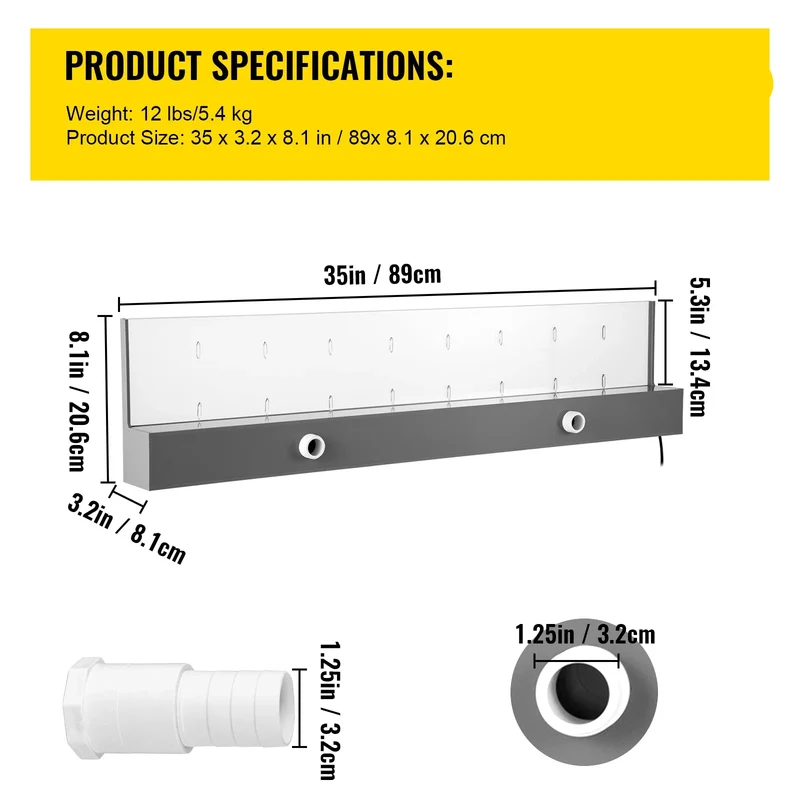 Waterval Fontein - Zwembad - Waterval Overlaat - Kamerfontein - Binnen & Buiten - 92 cm - met LED-verlichting - Zwembadfontein met 17 Kleuren en Afstandsbediening – Buiten Fontein Kit voor Waterpartijen