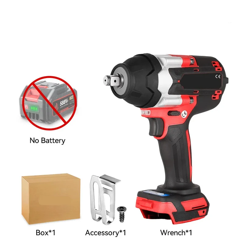 Slagmoersleutel - Slagmoermachine - Slagschroevendraaier - 1800Nm - 1/2 Inch - Krachtige - Brushless - Zonder Accu – Voor 21V/18V Batterij - Rood