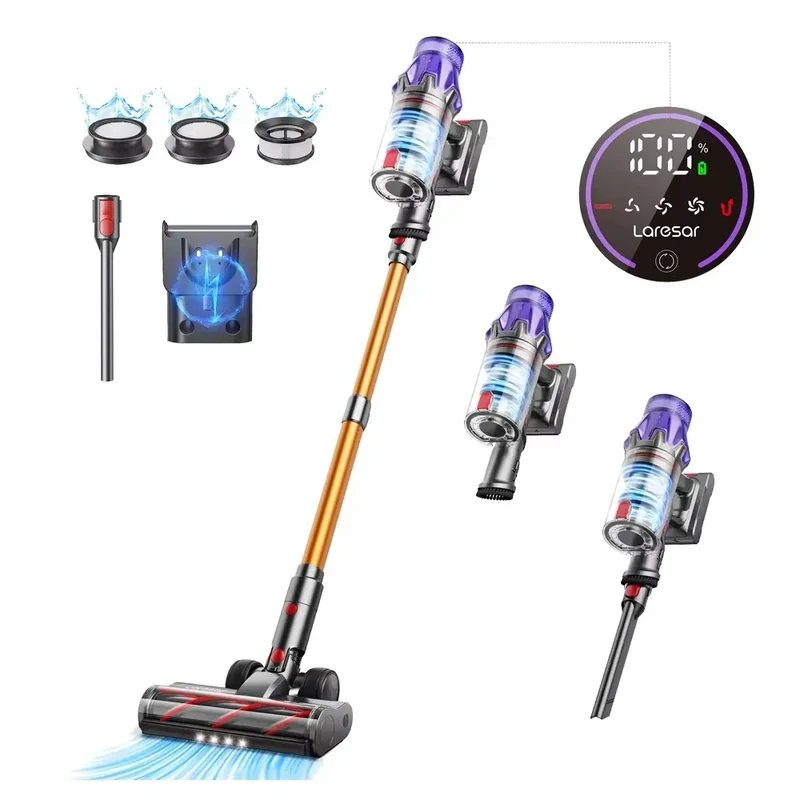Stofzuiger - Draadloze Stofzuiger - Aanpasbare Zuigkracht - Zonder Zak - 50KPA - LED Scherm - Handheld Verwijderbare - 500W - Paars