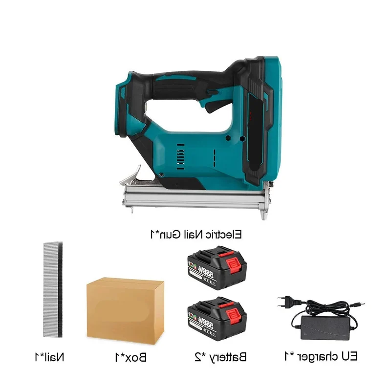 Tacker - Spijkerpistool - Accu Nietmachine - Elektrisch Nietpistool - Brushless - met 2 Snelheden – Inclusief 2 Accu’s + EU Oplader – Voor 21V/18V Batterijen