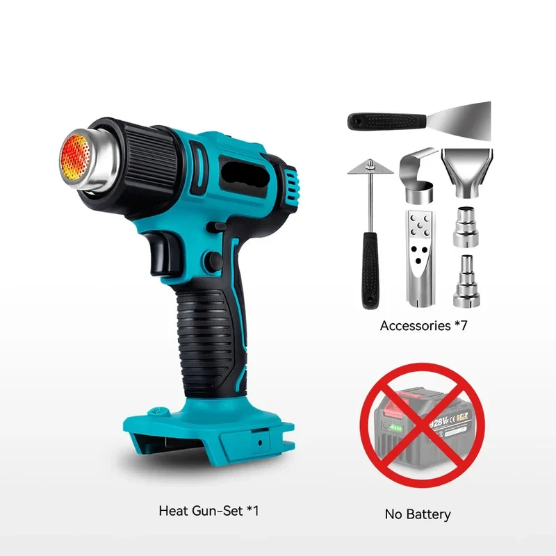Heteluchtpistool - Verfafbrander – Heatgun - Heteluchtpistool - Draadloos - 2500W - 18V - 50-550°C Instelbaar – LED Temperatuurdisplay – Inclusief Accessoires – Zonder Batterij