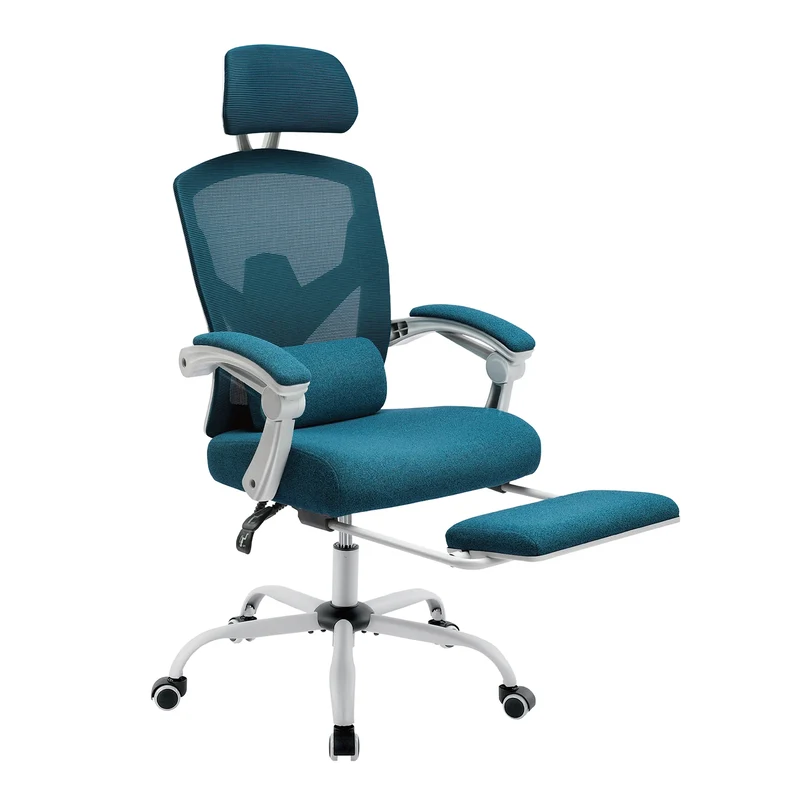 Ergonomische Bureaustoel - Stoelen - Gaming Stoel - Wipfunctie - Draaistoel - Verstelbare Hoofdsteun - Lendensteun - 125kg Draagkracht - Blauw