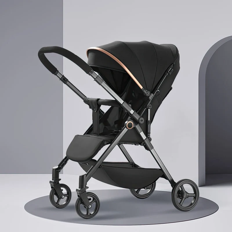 Kinderwagen – Wandelwagen - Babywagen – Inklapbaar - Compacte Baby Kinderwagen - Ultraleichte - Comfortabel - Veilig – Schokabsorptie - Zwart
