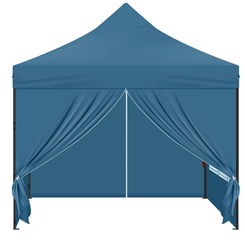 Tuinpaviljoen - 3x3m - Partytent - Verstelbare Hoogte - Gazebo - 4 Afneembare Zijpanelen - met Vensters - UV-Bestendig - Waterdichte - Blauw