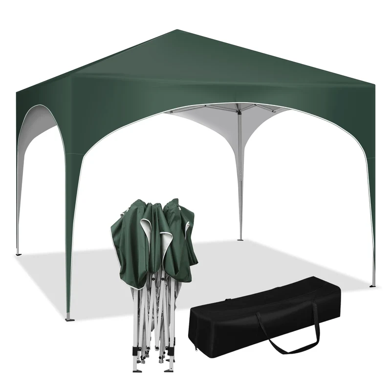 Partytent - Tent - Easy Up Partytent - Tuinpaviljoen - Pop-Up Party Tent - 3x3m - met Halfronde Dak voor Tuinfeesten, Markt en Buitenevenementen - Waterdichte - Inklapbare Luifel – Groen