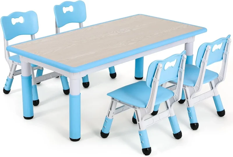 Kindermeubelset – Kinder Tafel En Stoelen – Speelmeubel – Tafel Met Stoelen – Verstelbare Kindermeubel – Verstelbare Hoogte – Duurzaam HDPE Plastic