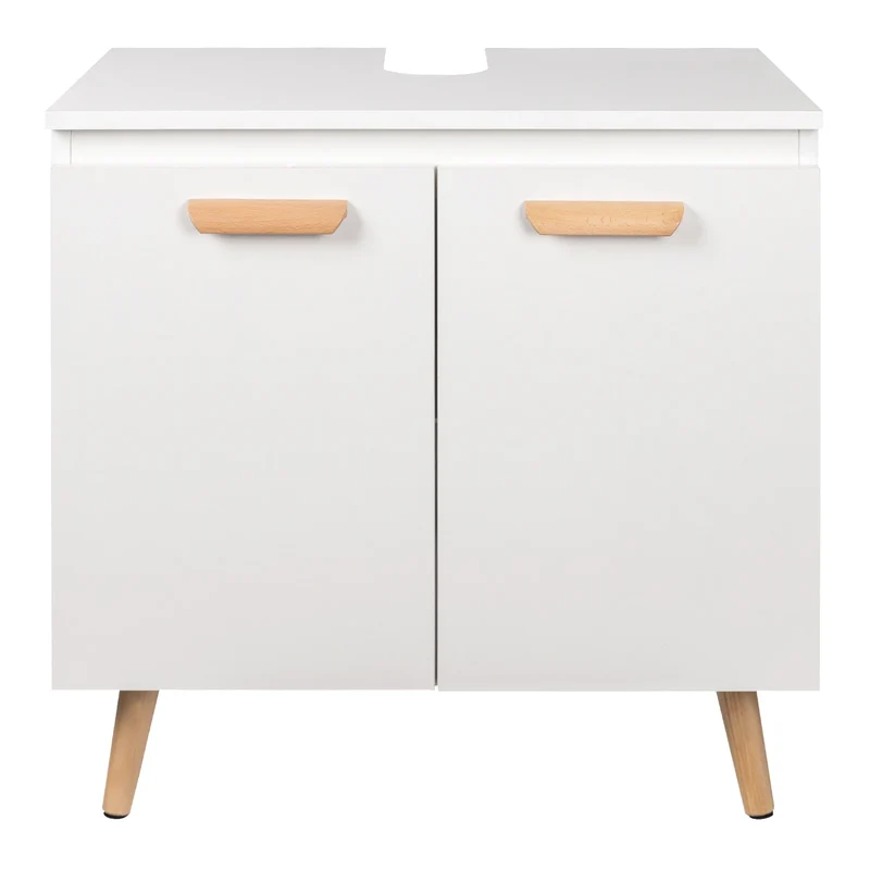 Wastafelmeubel 60x40x60,5 cm – Badkamerkast Onder Wastafel met Uitsparing – Wastafel Onderkast – Compact & Modern Design – Opbergruimte voor Badkamer - Witte