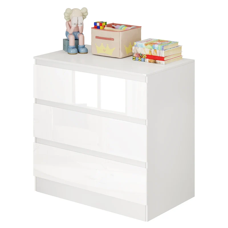 Ladekast - 3 Lades - Nachtkastje - Salon - Bijzet - Kantoor - 80 x 48 x 78 cm – Houten Archiefkast - Grote Opberglades – Thuisgebruik - Wit