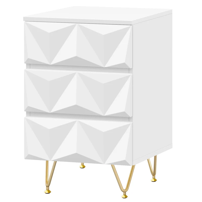 Nachtkastje - Salontafel - Bijzet - MDF - Opbergeenheid - met 3 Lades - 40x53x40cm - voor Slaapkamer - Woonkamer - Interieurdecoratie - Wit