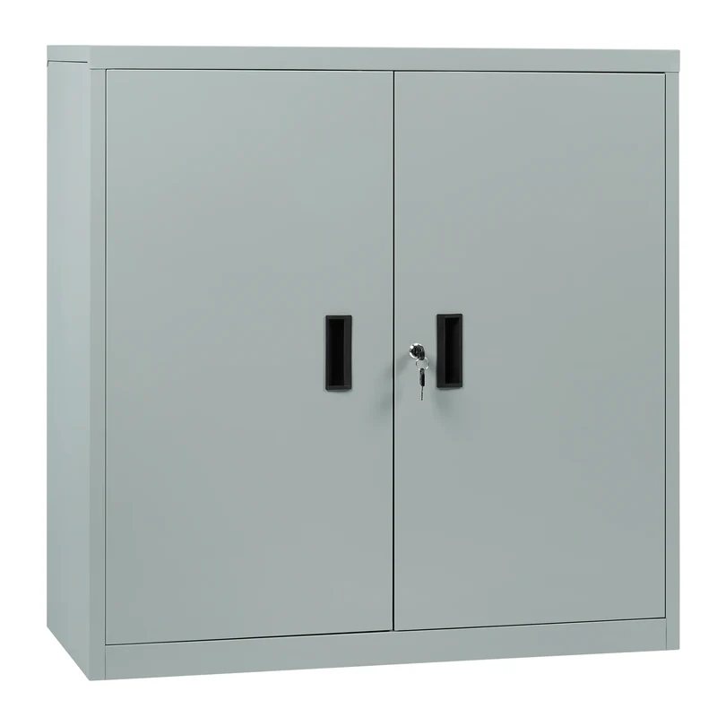 Metalen Archiefkast - met Slot – Kantoor - Garage - Muur - Verstelbare Legplank - voor Documenten - Printer - Gereedschap – 90x92x40cm – Grijs