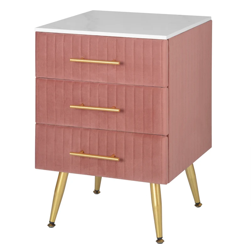 Ladekast - Commode - Opbergkast - met Verwijderbare Verschoontafel – 3 Lades - Moderne Nachtkastje - 40,5x62x41 cm – Slaapkamer Bijzetkast - Koffietafel - Roze